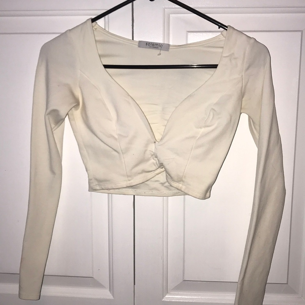 Mystique Boutique White Dip neck Bodycon top